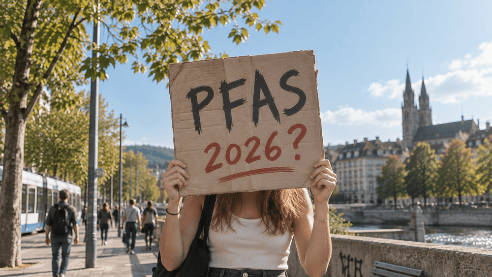 Illustration des PFAS dans l’eau potable en 2026, avec les nouvelles normes européennes et les enjeux de surveillance de la contamination.